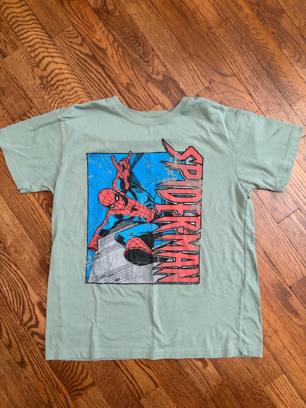 Marvel Spider-Man Spring into Action Crackle Graphic Print Adult Small Short Sle